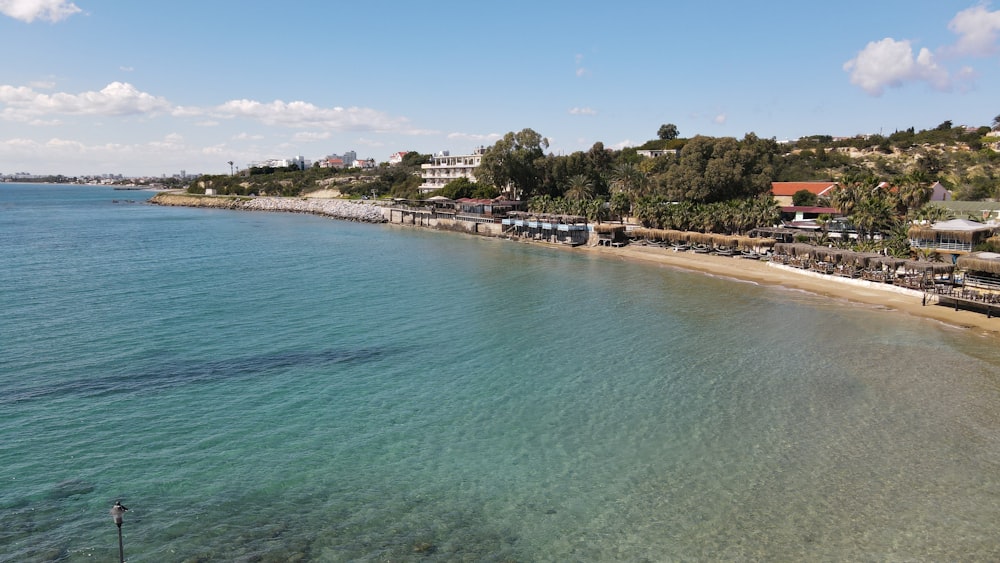 a view of a beach from a high point of view