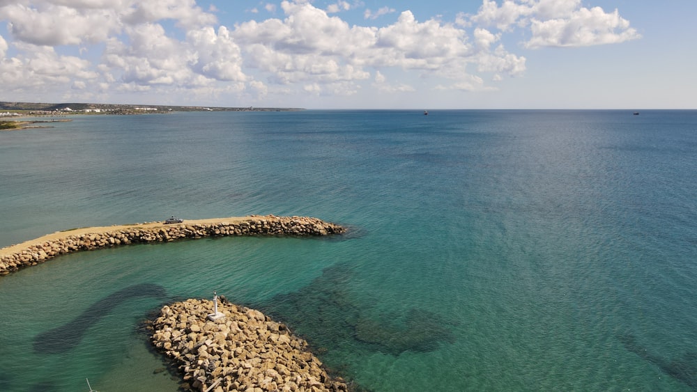 a large body of water surrounded by land