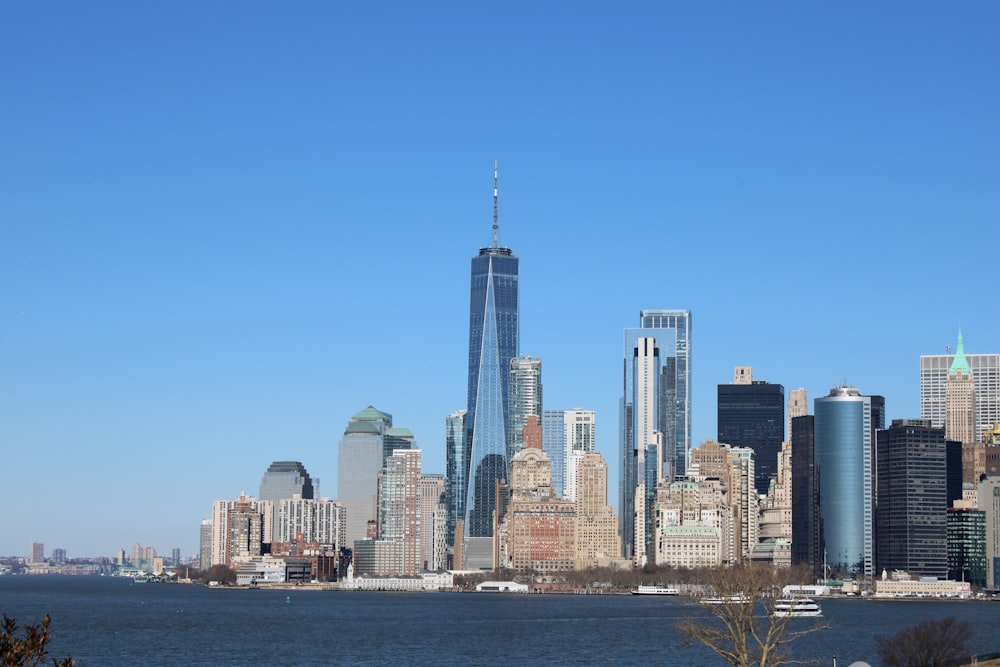 a view of a city skyline from across the water