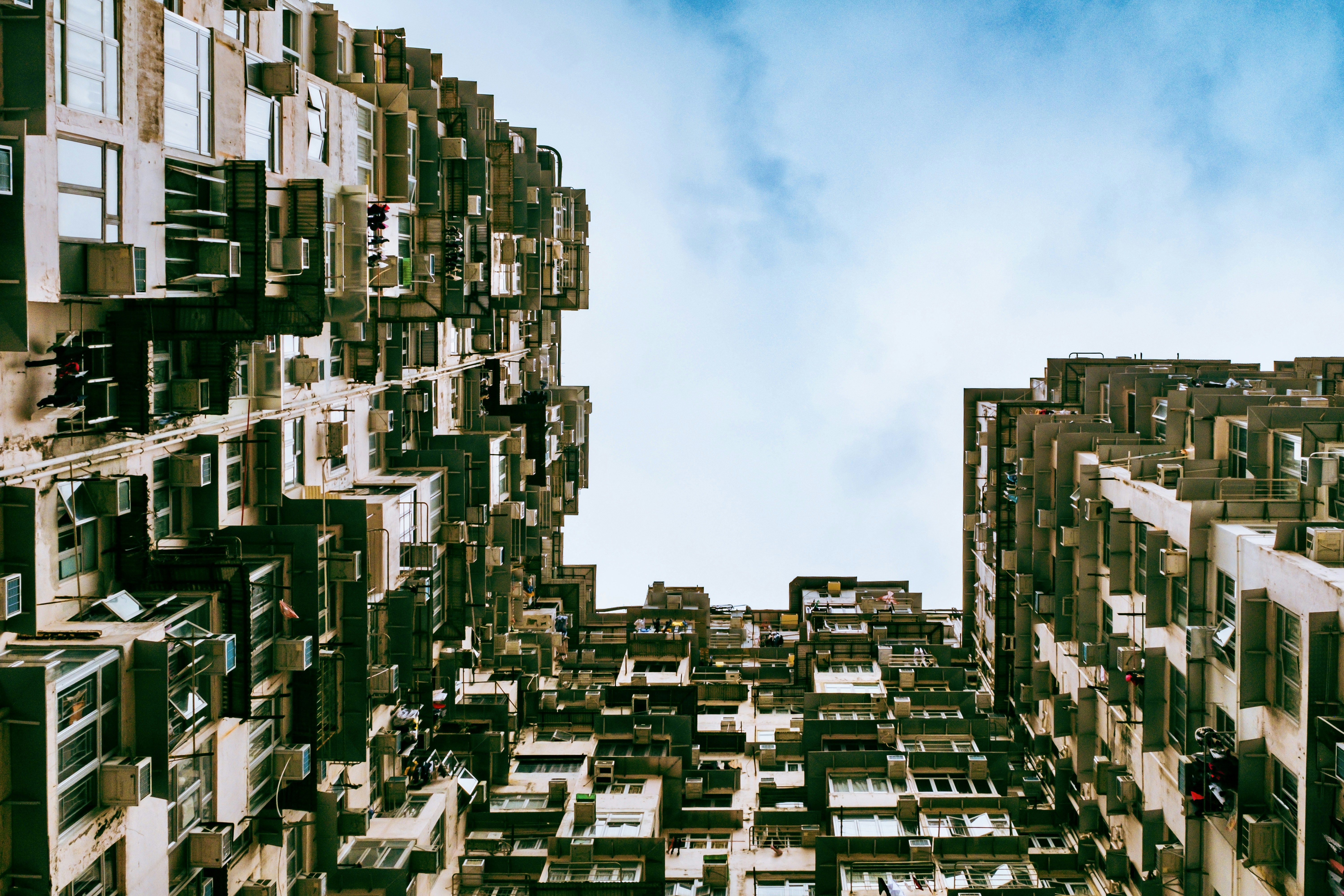 a very tall building with lots of windows