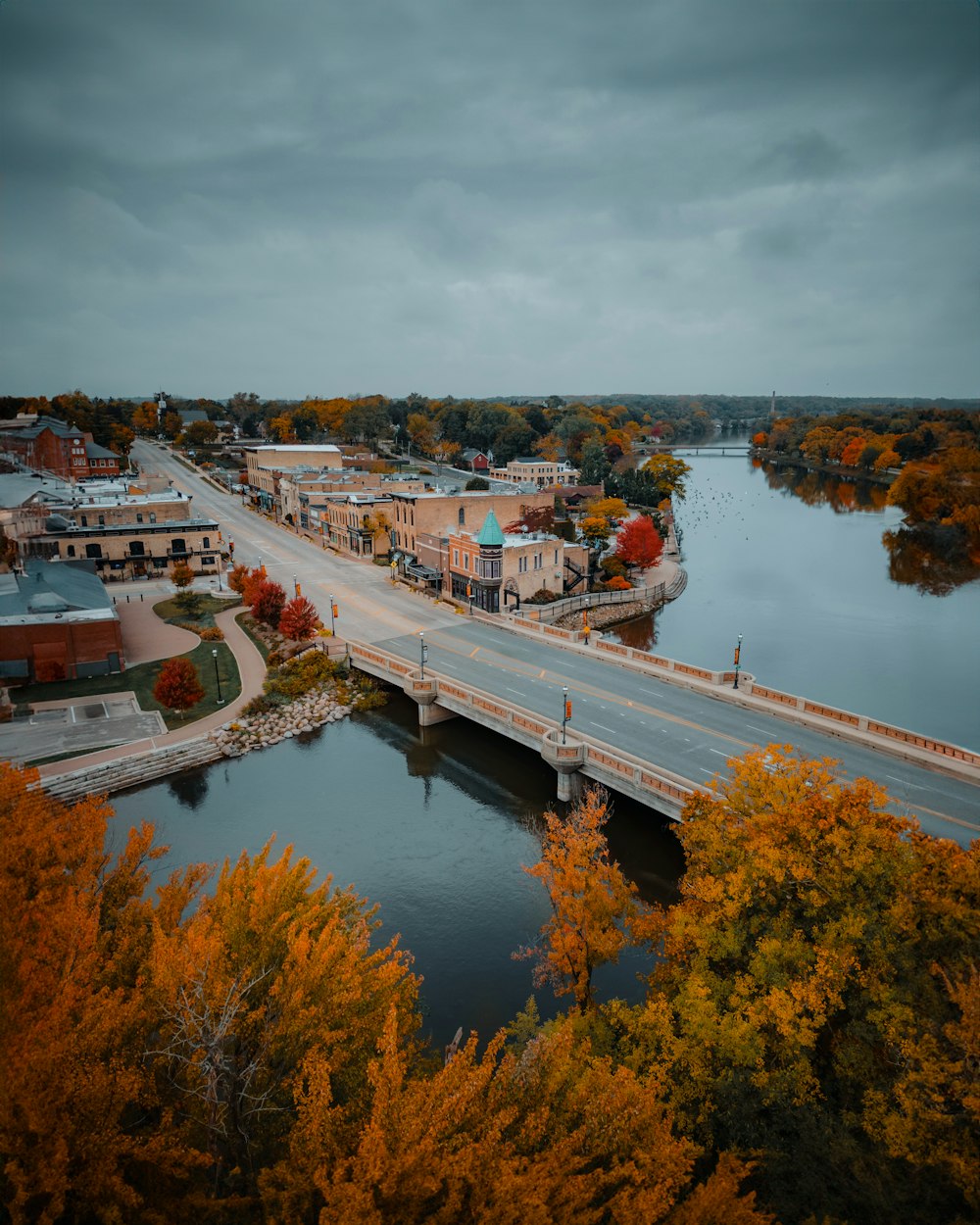 a view of a bridge over a body of water