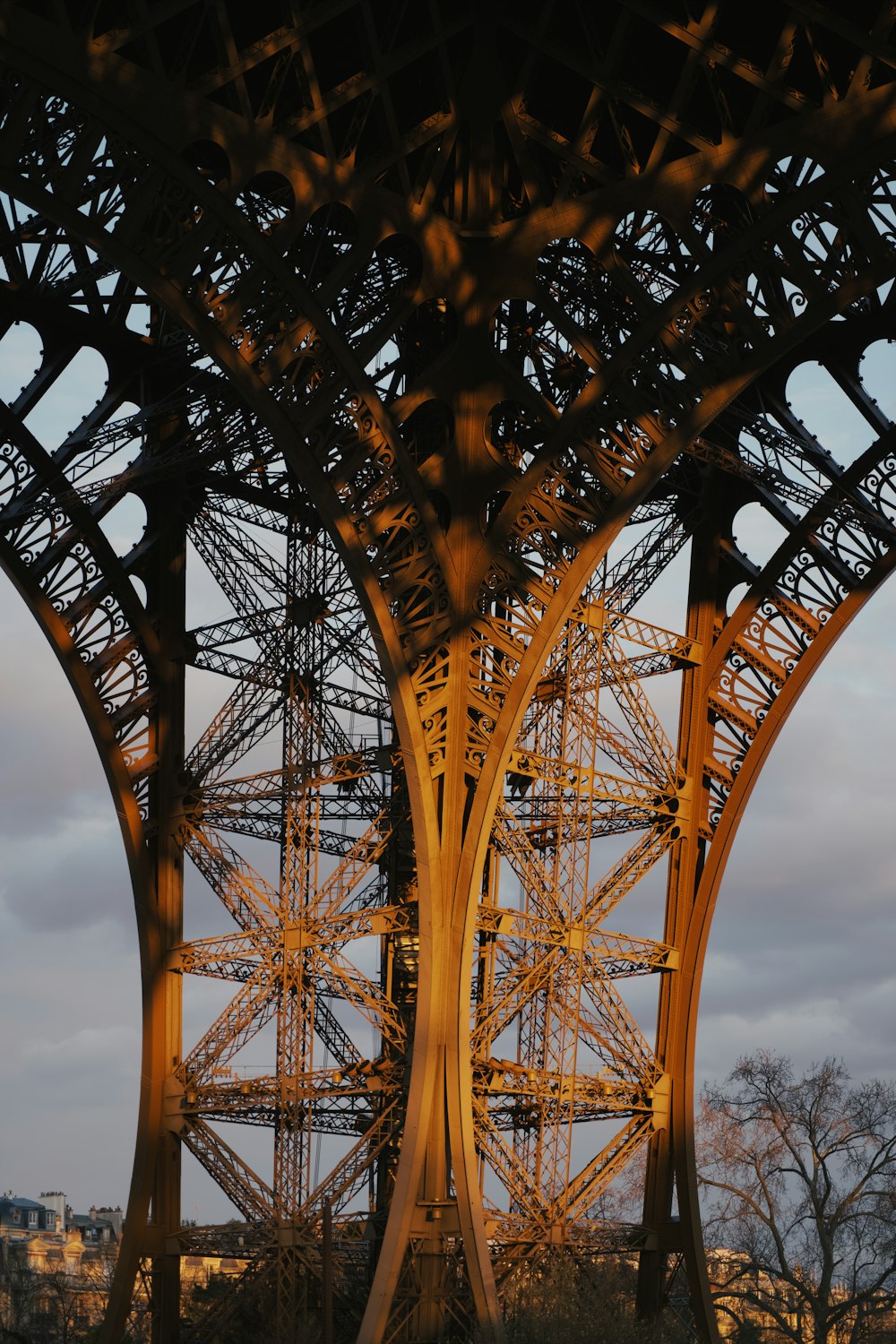 a view of the top of the eiffel tower