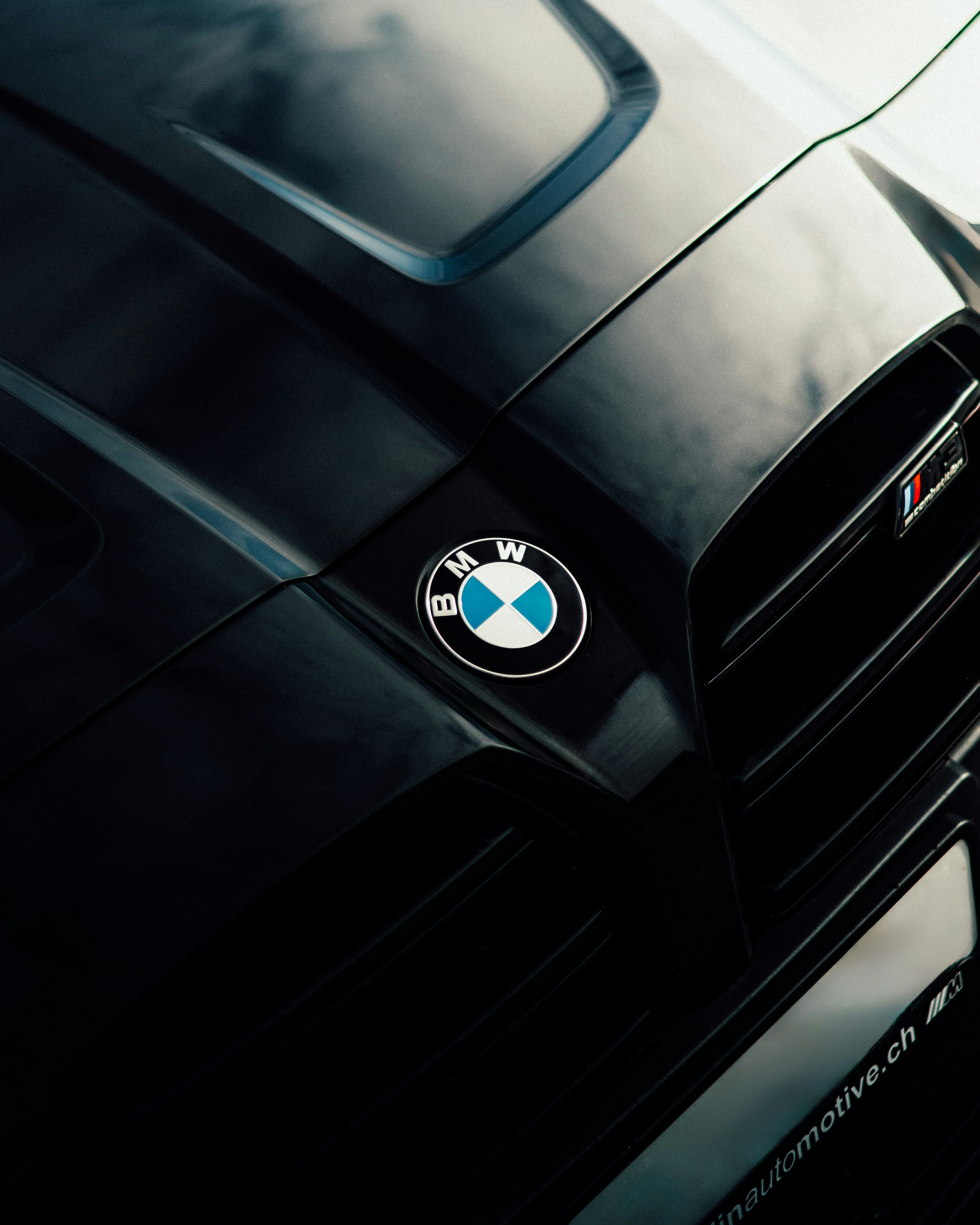 a close up of a bmw logo on a car