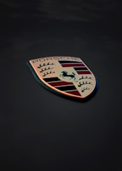 a close up of a badge on a car