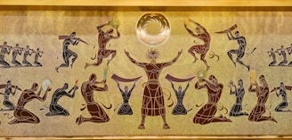 a painting of a man surrounded by other figures