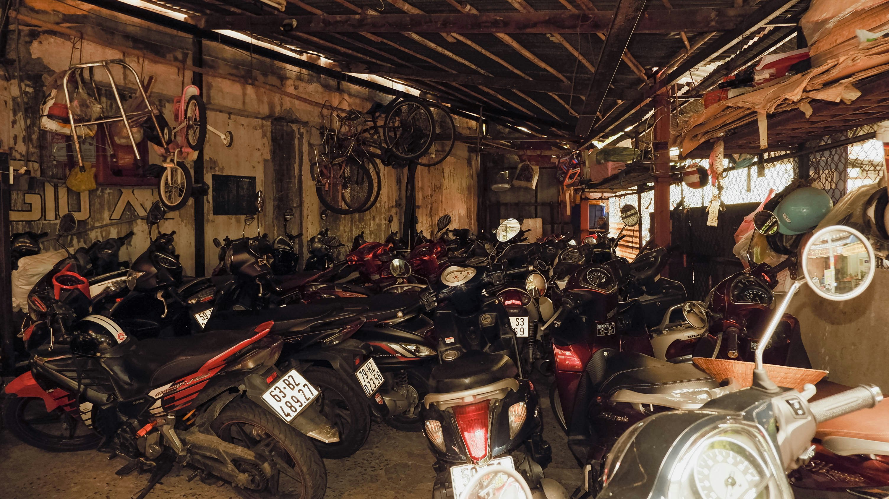 Motorcycles in showroom