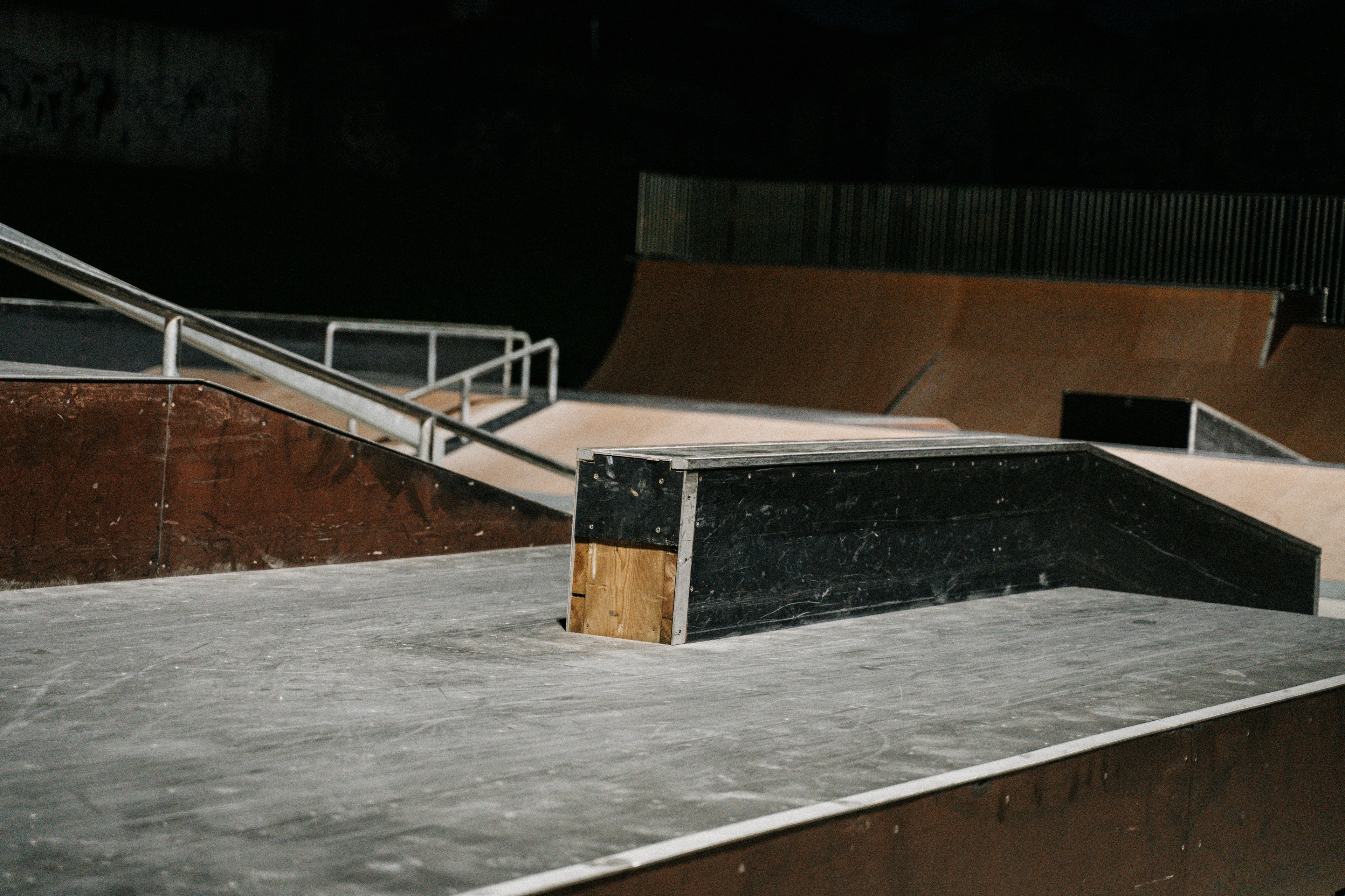a skateboard park with ramps and ramps