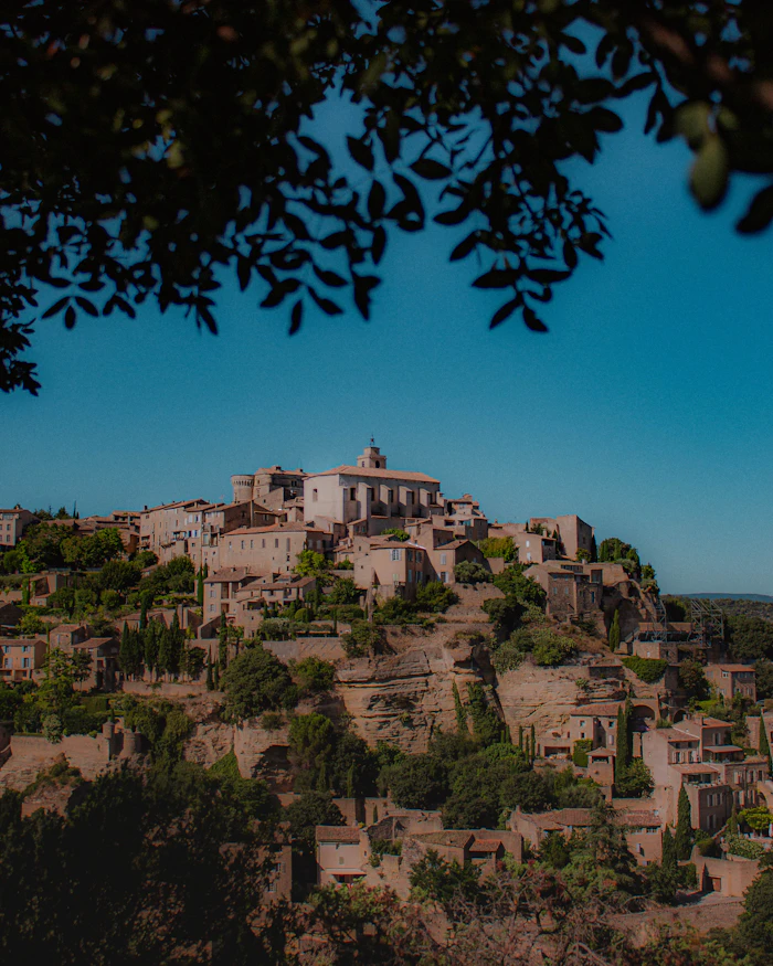 Perched hilltop village in the Luberon, Provence, France