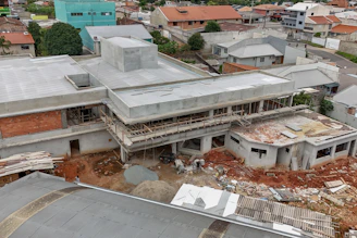 an aerial view of a building under construction