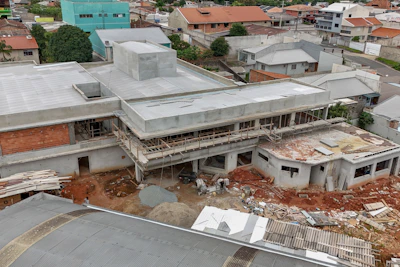 an aerial view of a building under construction