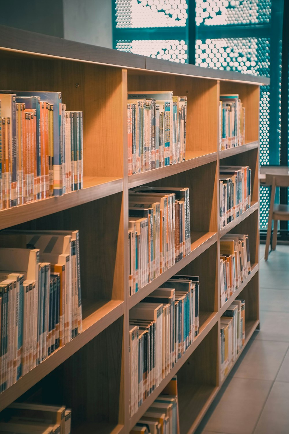 a book shelf filled with lots of books