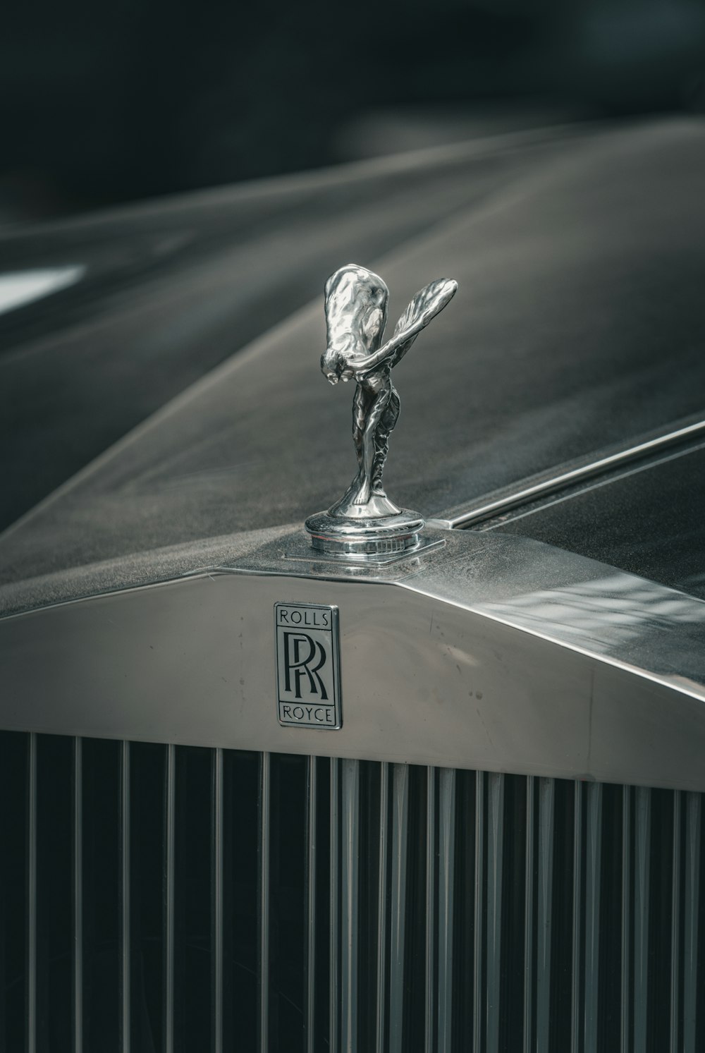 the emblem on the front of a classic car