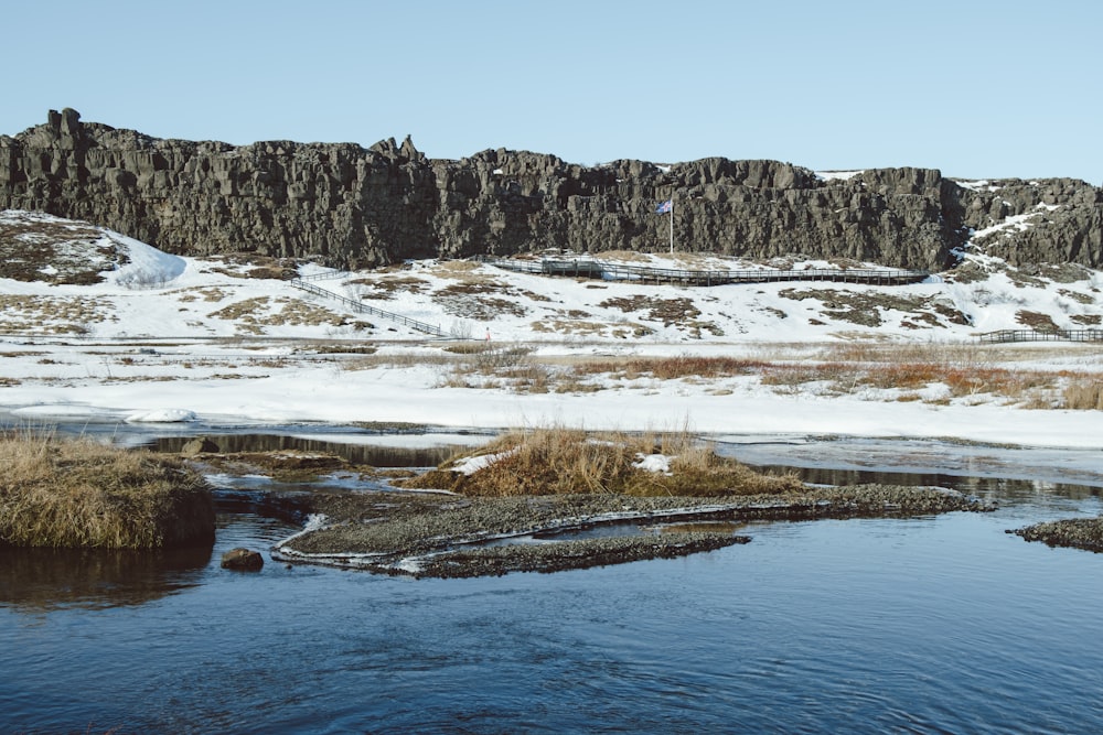 a river running through a snow covered landscape