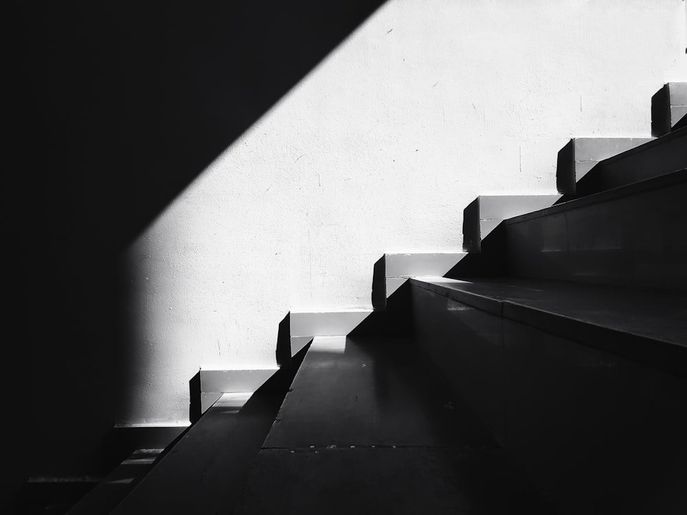 a black and white photo of a set of stairs