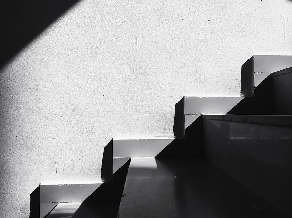 a black and white photo of a set of stairs