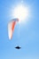 a person parasailing in the sun on a clear day