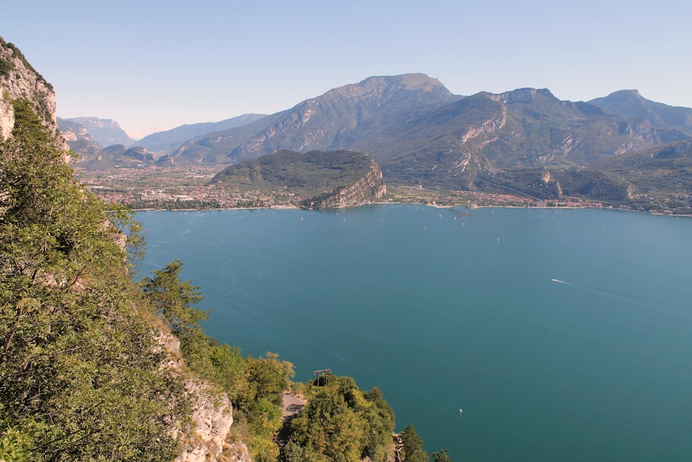 a large body of water surrounded by mountains