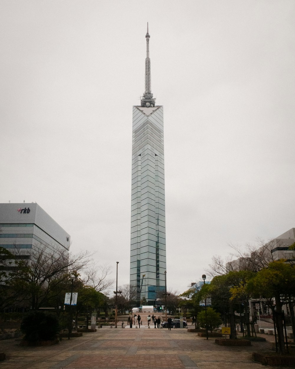 a very tall building with a very tall spire