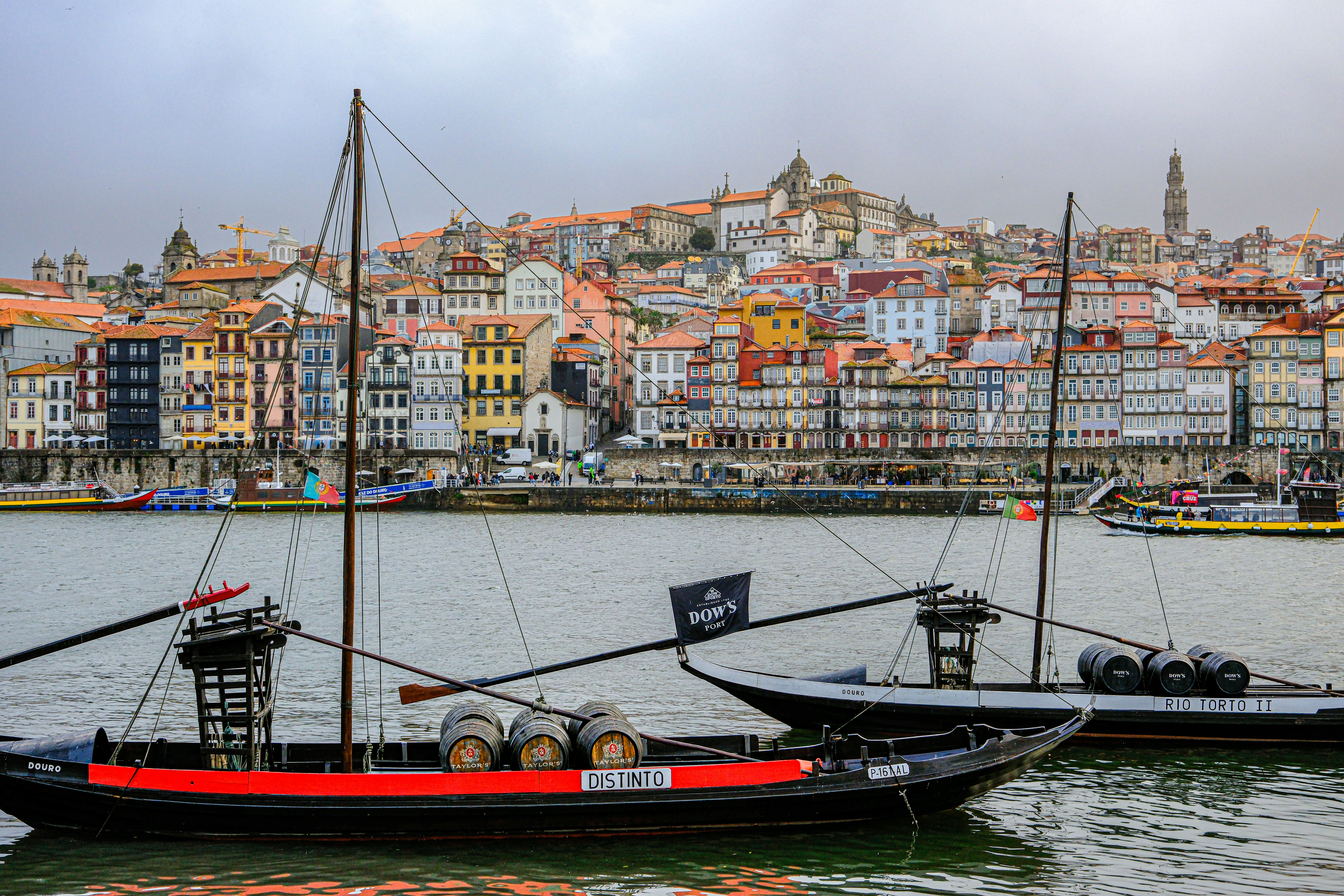 a couple of boats that are sitting in the water