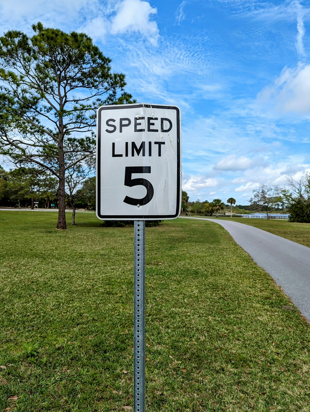 a speed limit sign sitting on the side of a road