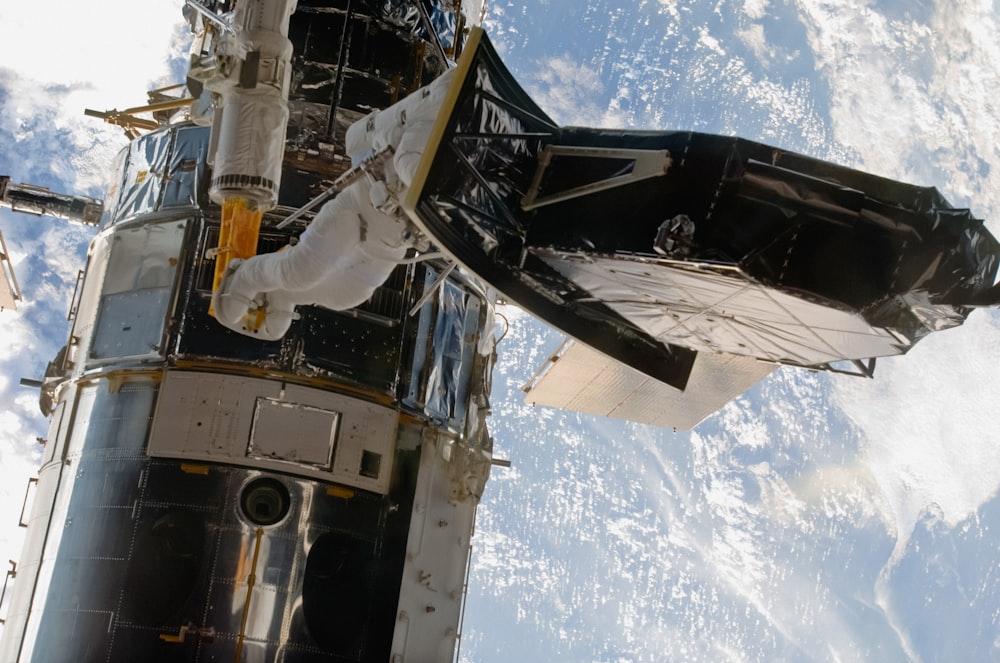 the space shuttle is docked to the international space station