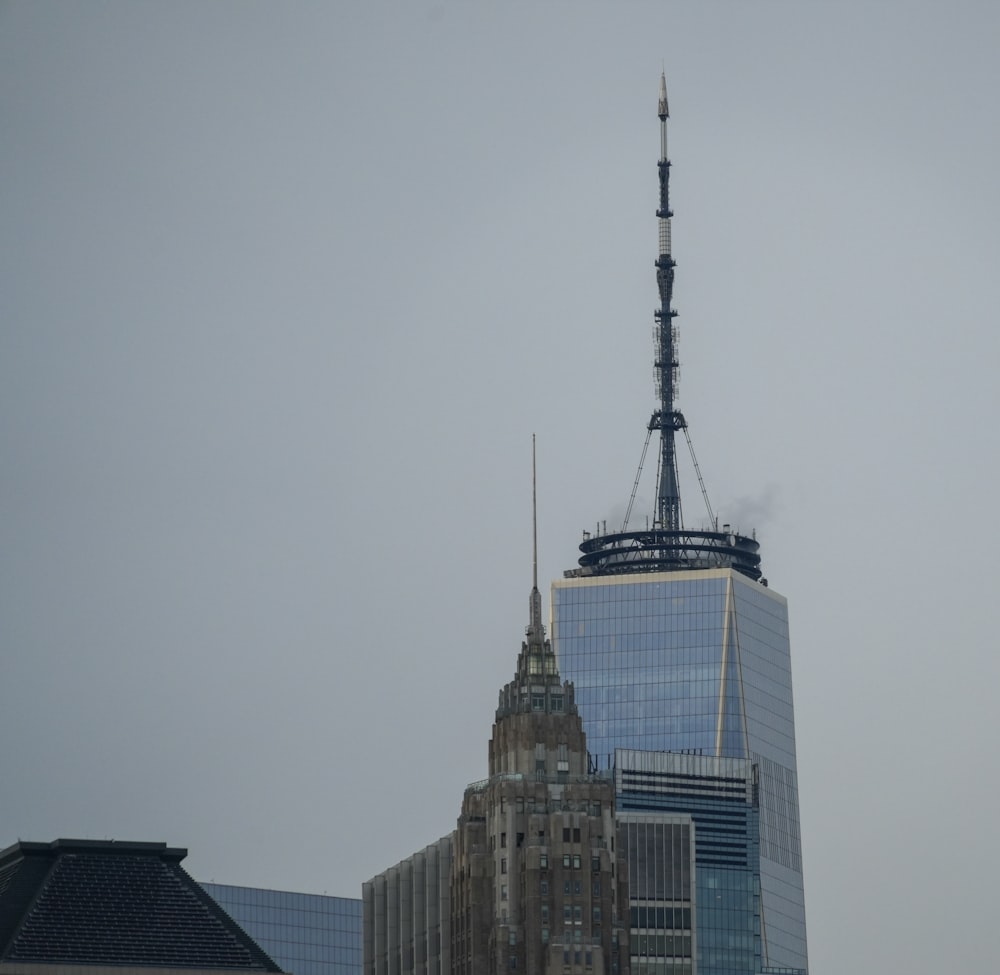 a very tall building with a very tall spire