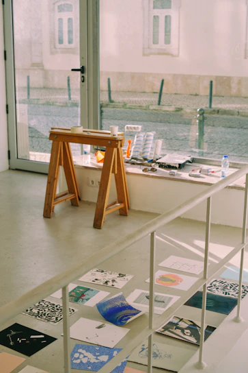 a room with a desk and a window