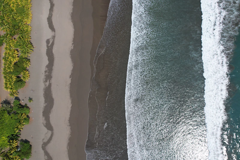 Aerial view of Costa Rica beach and ocean