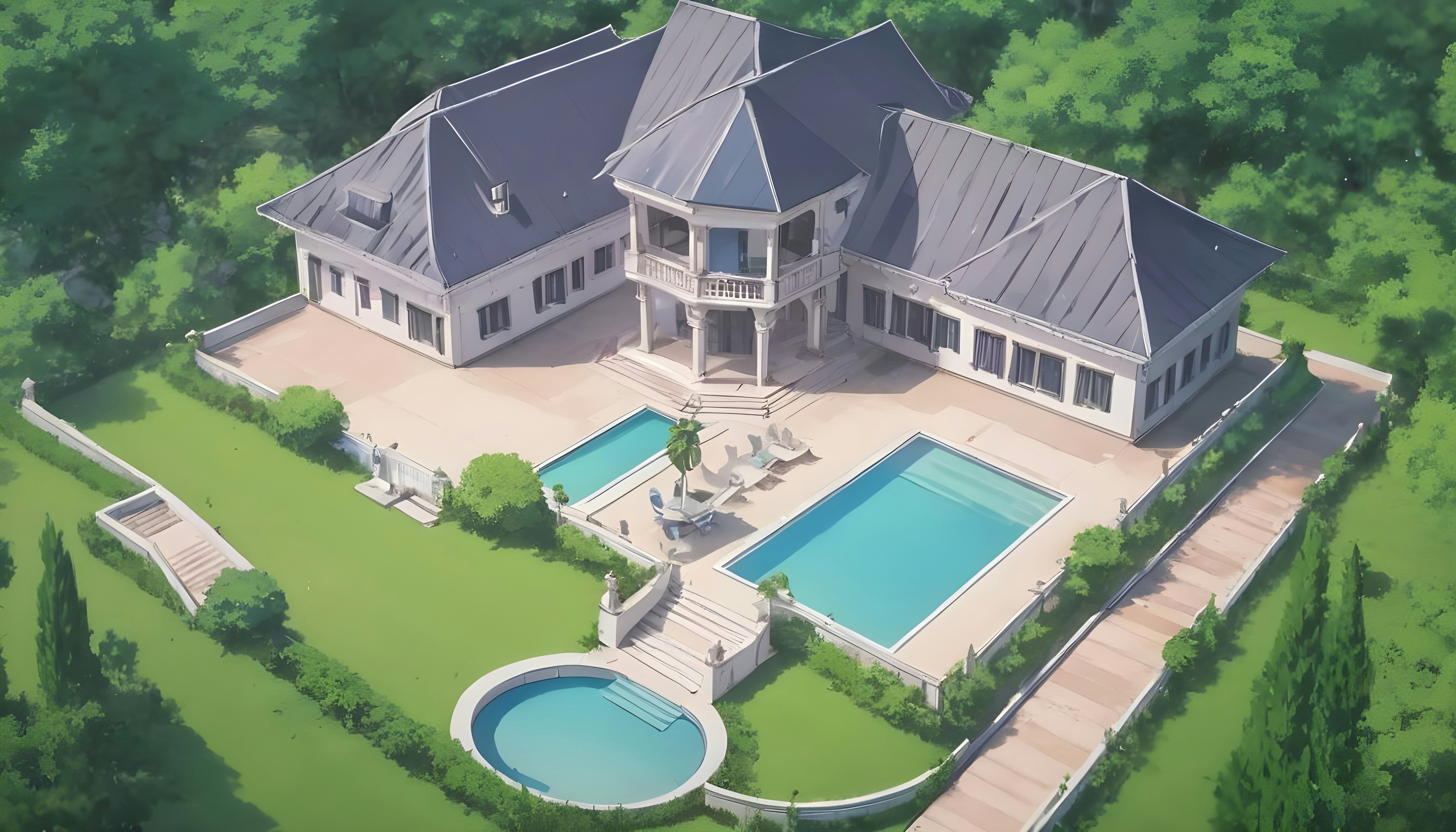 Grand mansion exterior with manicured gardens and golf course frontage in Emirates Hills