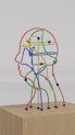 a sculpture of a man's head made of colored wires