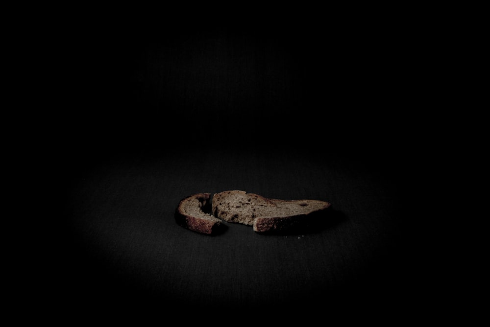 a piece of bread sitting on top of a table