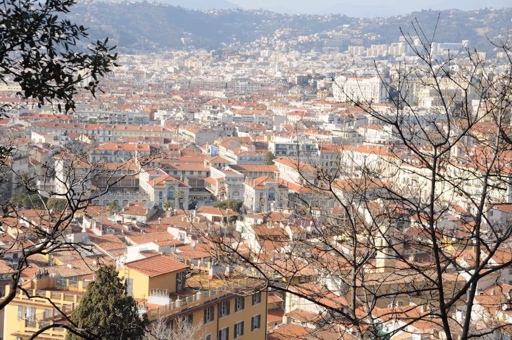 a view of a city from the top of a hill