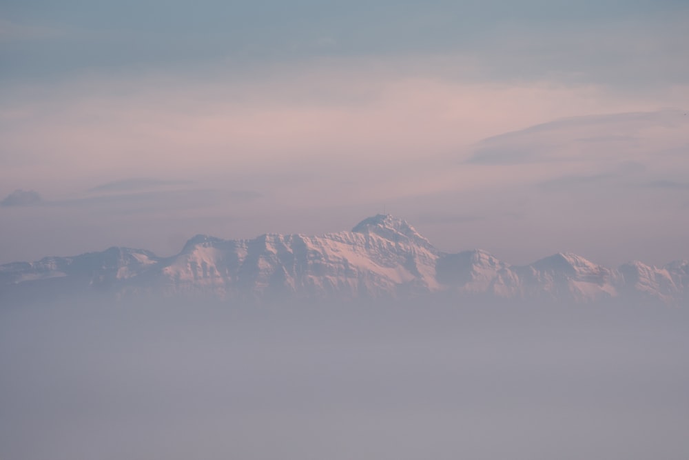 a view of a mountain covered in snow