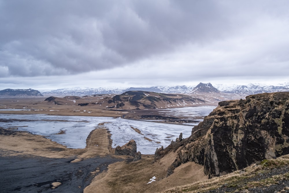 a large body of water surrounded by mountains