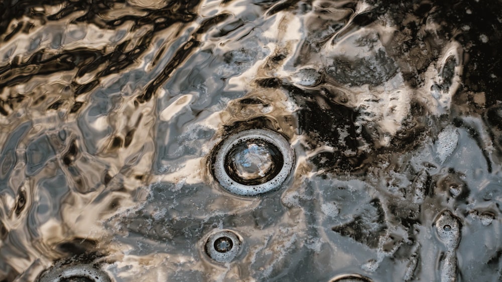 a close up of a sink with a lot of water