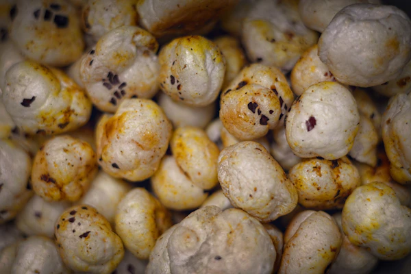 Roasted fox nuts makhana superfood healthy snack alternative to popcorn