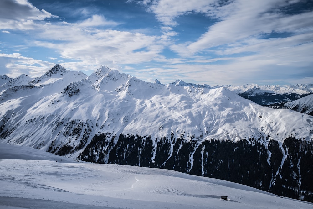 a snow covered mountain with a sky background