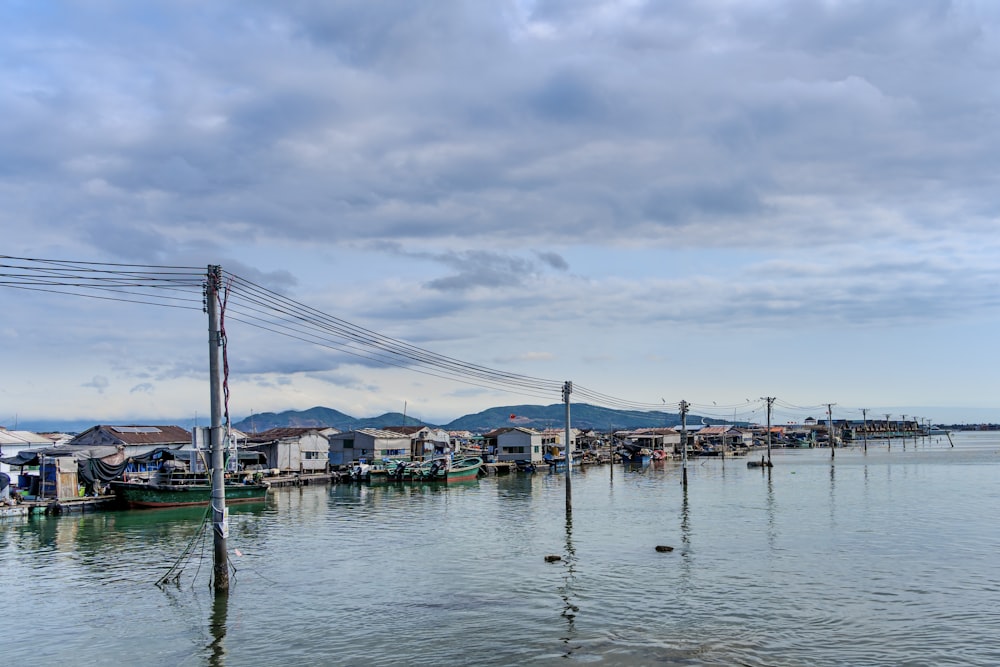 a body of water with a bunch of houses on it