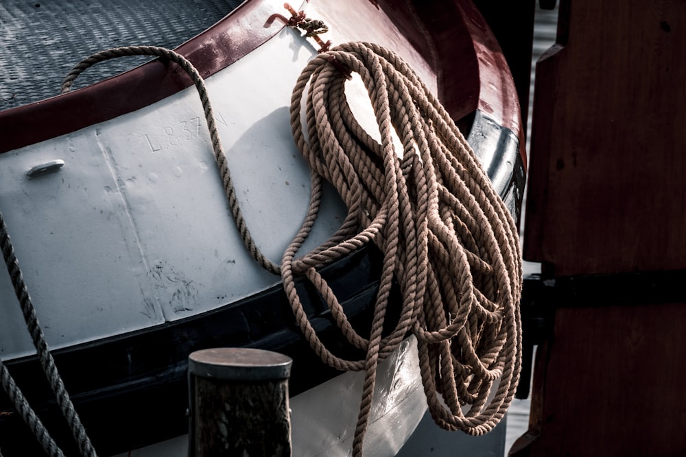 a close up of a rope on a boat