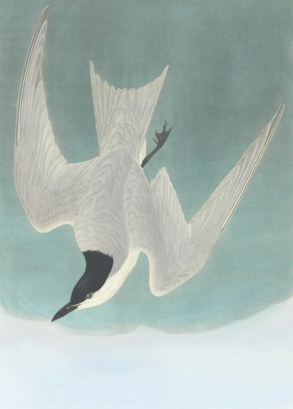 ein Gemälde eines Vogels, der am Himmel fliegt