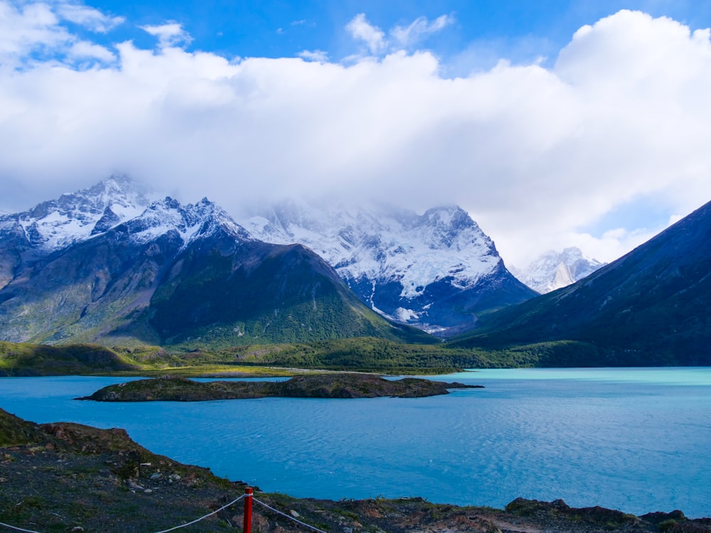 a large body of water surrounded by mountains