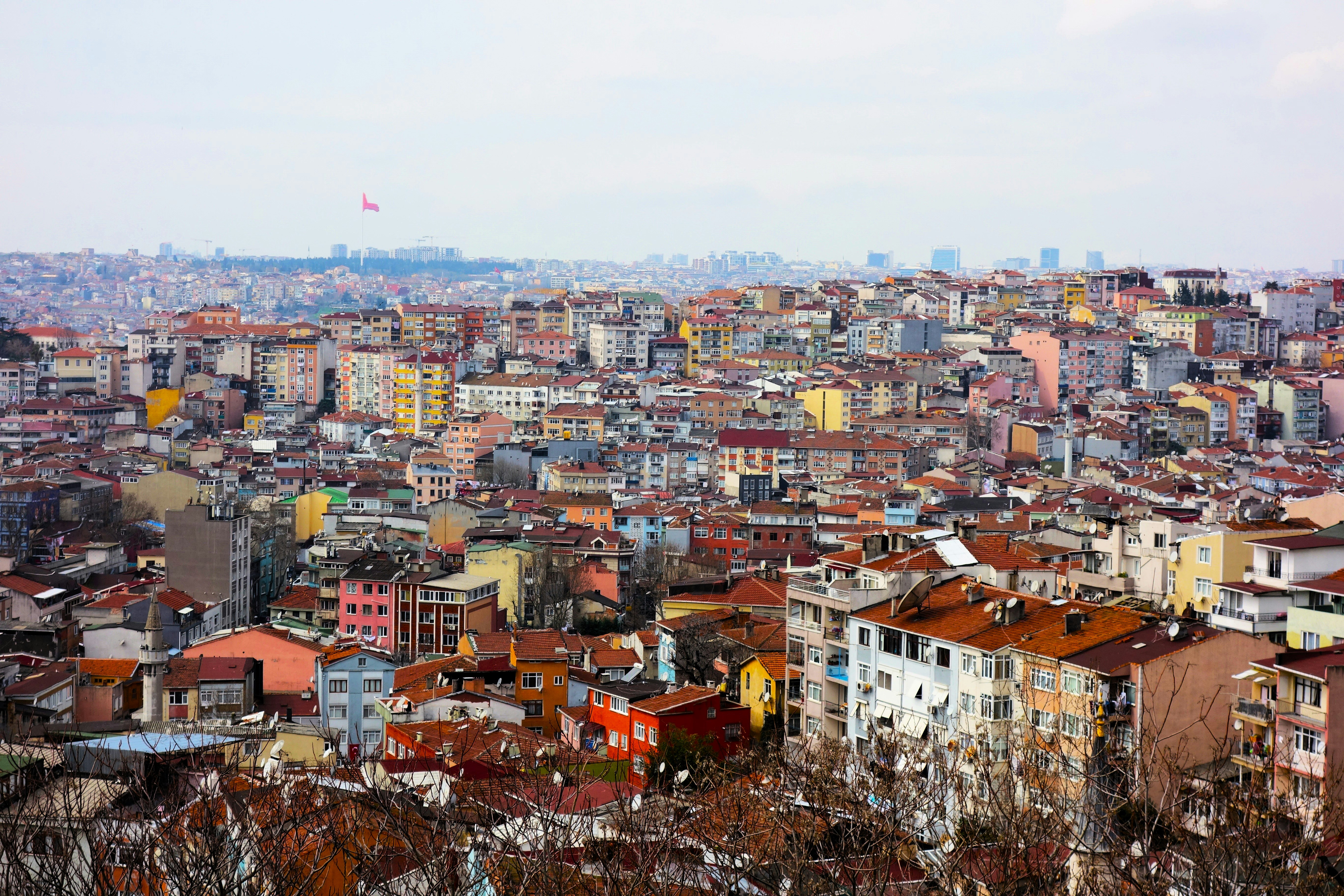 a view of a city with lots of buildings