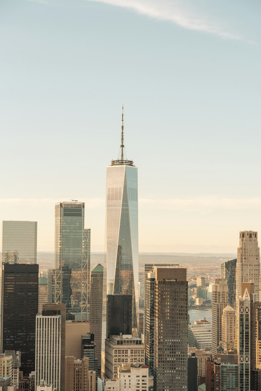 a view of a city with tall buildings