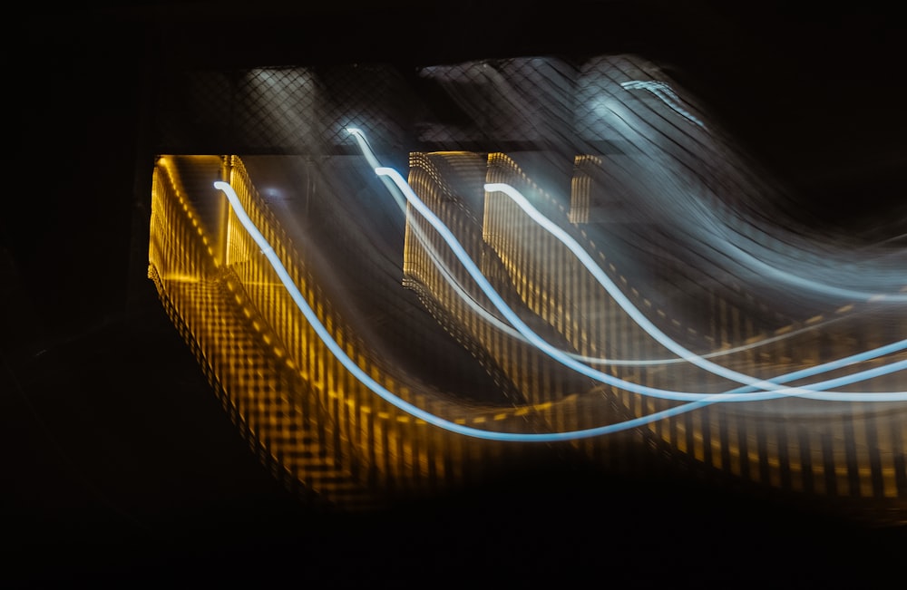 a blurry photo of a city street at night