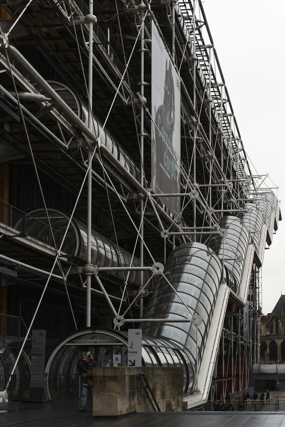 a large building with scaffolding on the side of it