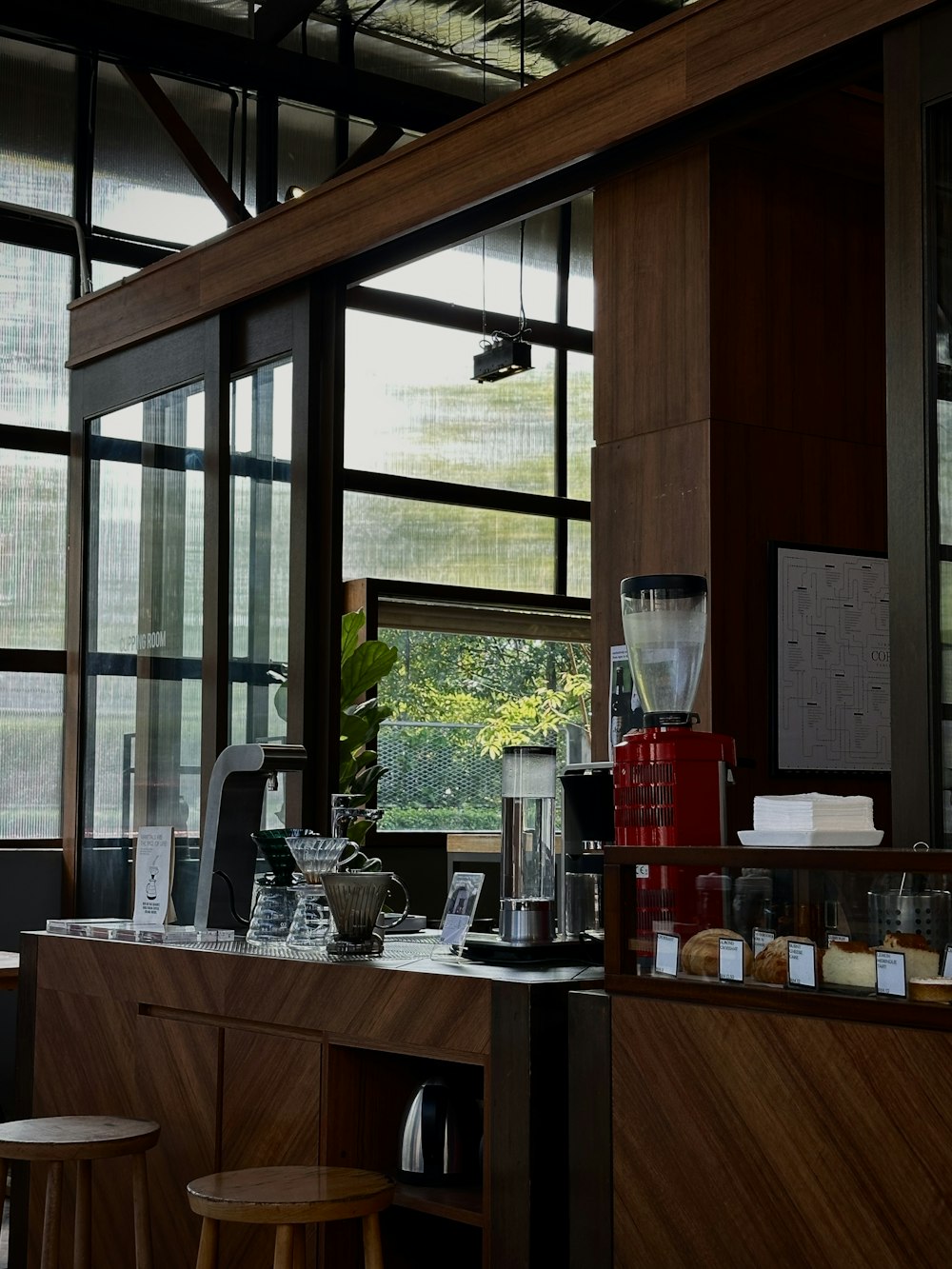 a coffee shop with lots of items on the counter