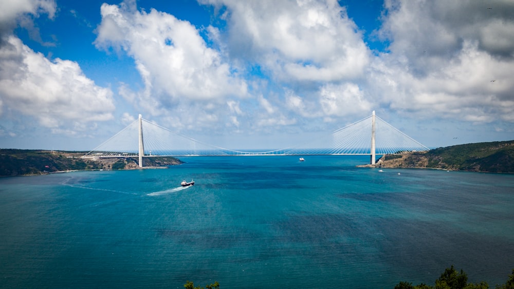 a large bridge spanning over a large body of water