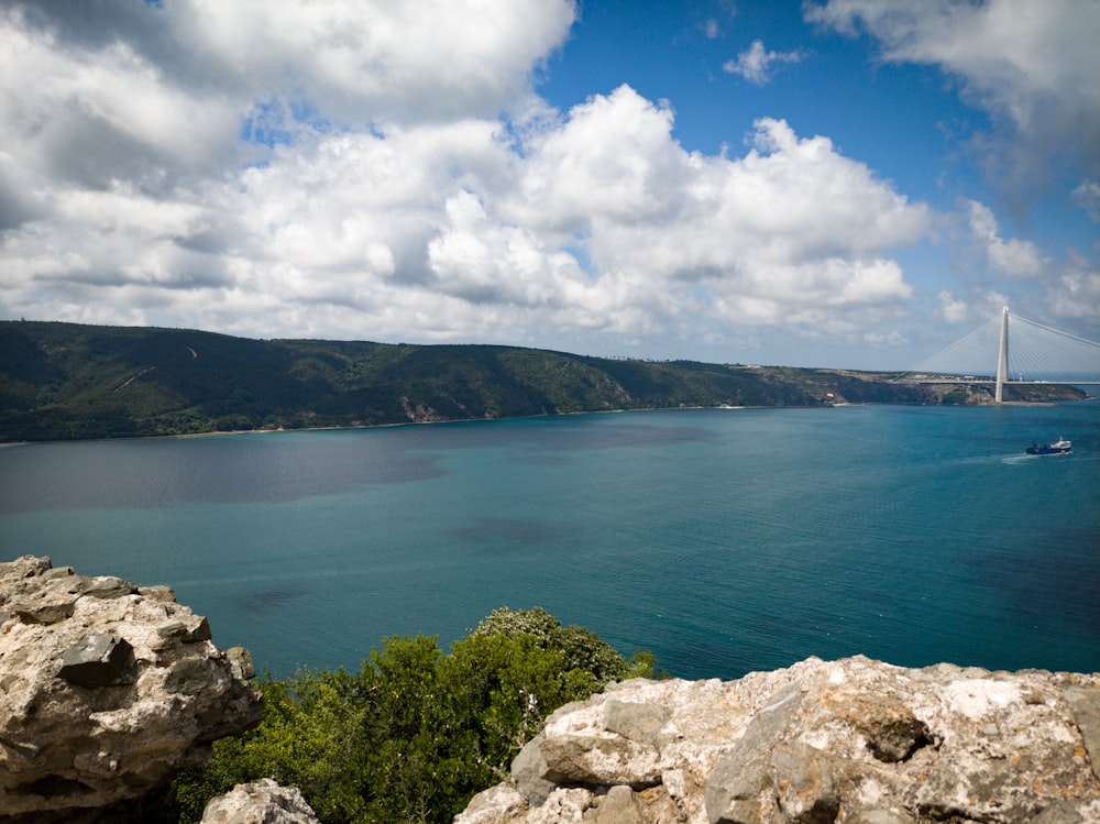 a large body of water surrounded by mountains