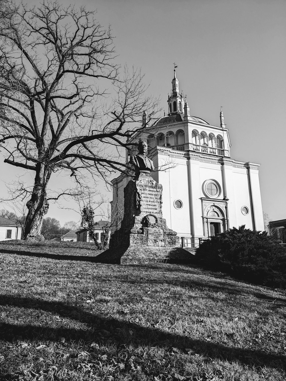 a black and white photo of a church