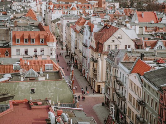 A street of the old town from above — Toruń, Poland